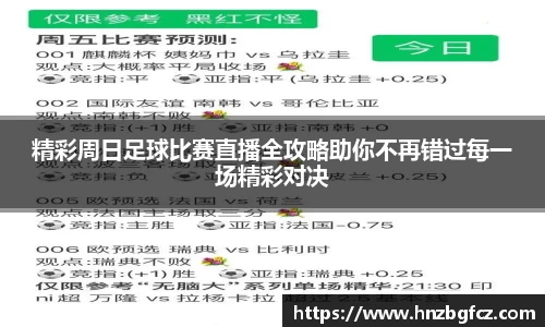 精彩周日足球比赛直播全攻略助你不再错过每一场精彩对决